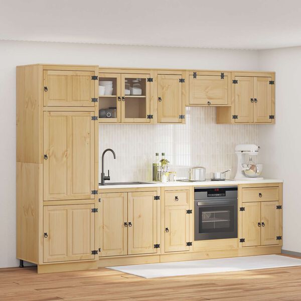 vidaXL Sk&aring;p med l&aring;da med hylla SKI 9 pcs HonungsBrun Massiv furu