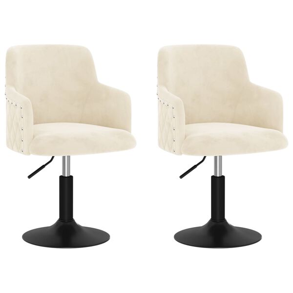 vidaXL Snurrbara matstolar 2 st gr&auml;ddvit sammet