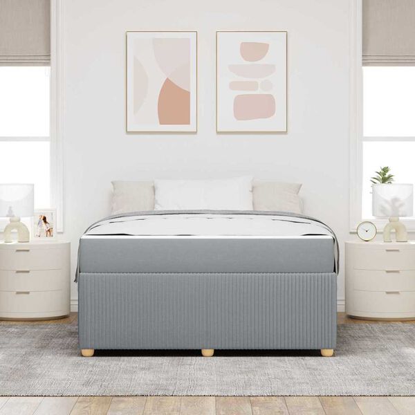 vidaXL S&auml;ngram med madrass Ljusgr&aring; 140 x 200 cm tyg