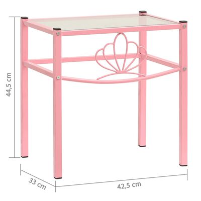 vidaXL Sängbord rosa och transparent 42,5x33x44,5 cm metall och glas