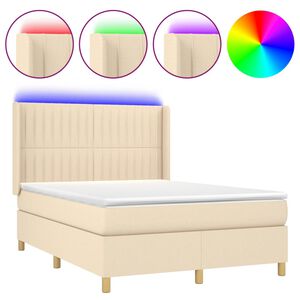 vidaXL Rams&auml;ng med madrass & LED gr&auml;ddvit 140x200 cm tyg
