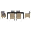 vidaXL Tr&auml;dg&aring;rdsm&ouml;belset med kudde 7 pcs Beige konstrotting