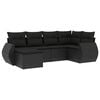 vidaXL Loungegrupp med dynor 6 delar svart konstrotting