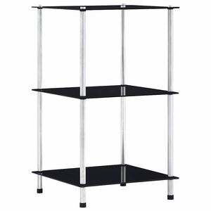 vidaXL Hylla 3 hyllplan svart 40x40x67 cm h&auml;rdat glas