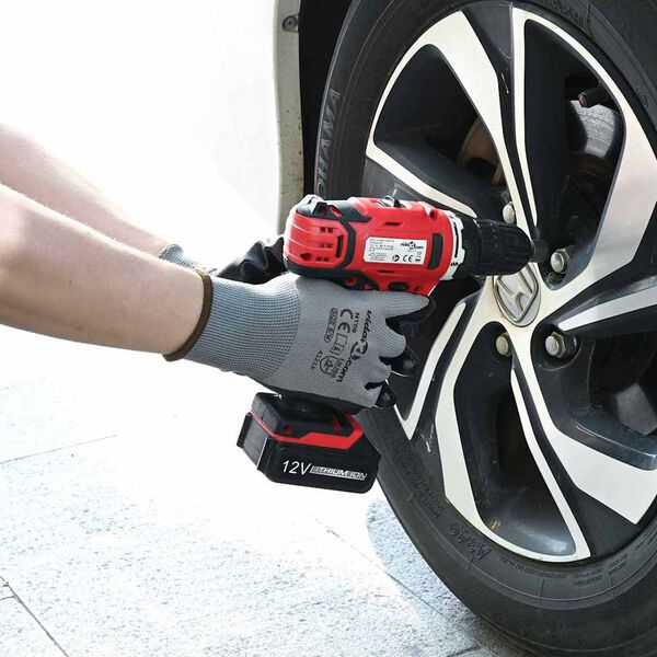 vidaXL Arbetshandskar 12 pcs Gr&aring; och svart 9 / l Polyester