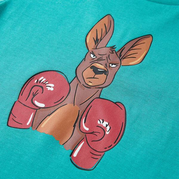 T-shirt med korta &auml;rmar f&ouml;r barn m&ouml;rk mintgr&ouml;n 104