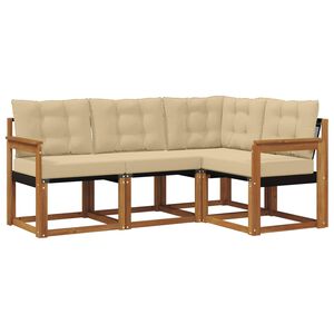 vidaXL Utomhussoffset med kudde 4 pcs Naturlig och Beige