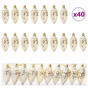 vidaXL Julgran Kottboll 40 st Guld 4 x 9 cm Plast