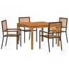 vidaXL Tr&auml;dg&aring;rdsm&ouml;belset 5 pcs Svart Massivt Akaciatr&auml;
