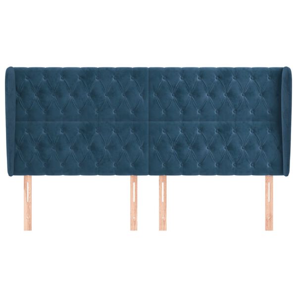 vidaXL S&auml;nggavel med kanter m&ouml;rkbl&aring; 183x23x118/128 cm sammet