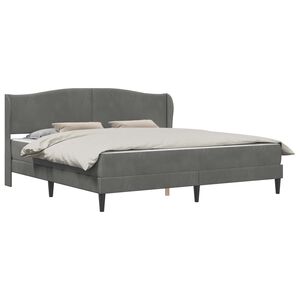 vidaXL S&auml;ngram med huvudgavel M&ouml;rkgr&aring; 200 x 200 cm Sammet