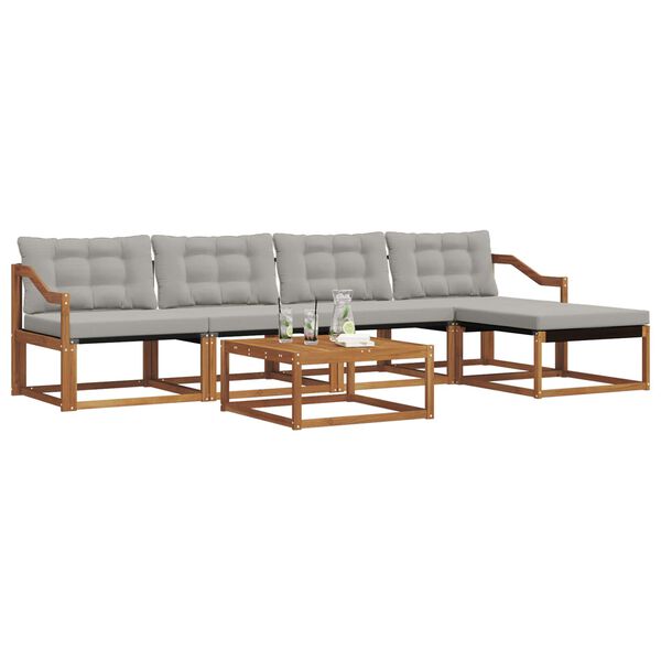 vidaXL Utomhussoffset med kudde 6 pcs Naturlig och Ljus Gr&aring;