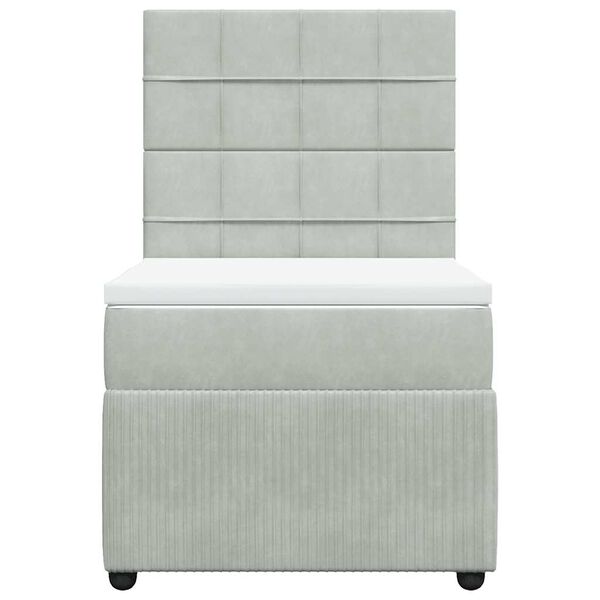 vidaXL Rams&auml;ng med madrass ljusgr&aring; 90x200 cm sammet