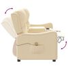 vidaXL Massagefåtölj med kopphållare 2-sits gräddvit tyg