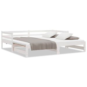 vidaXL Dagb&auml;dd utdragbar vit massiv furu 90x200 cm