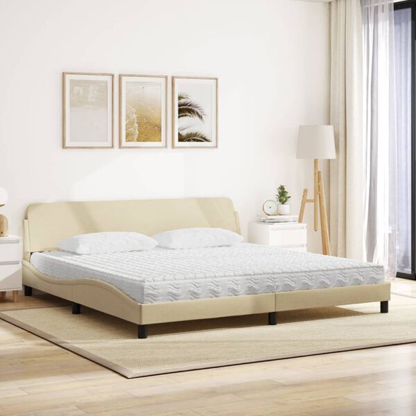 vidaXL Bed with Mattress "Dover" Cream 200x200 cm Fabric
