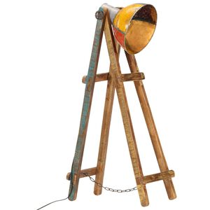 vidaXL Golvlampa flerf&auml;rgad E27 massivt mangotr&auml;
