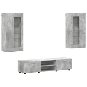 vidaXL TV-b&auml;nkset FLORIN 3 st Betonggr&aring; Konstruerat tr&auml;