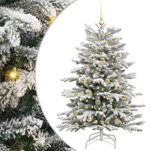 vidaXL Plast Hingad Julgran med LED -remsljus Vit 150 cm PE och PVC
