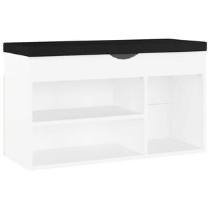 vidaXL Skob&auml;nk med dyna vit 80x30x47 cm konstruerat tr&auml;