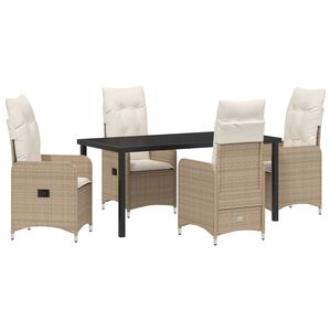 vidaXL Trädgårdsmöbelset med kudde 5 pcs Beige Poly rattan
