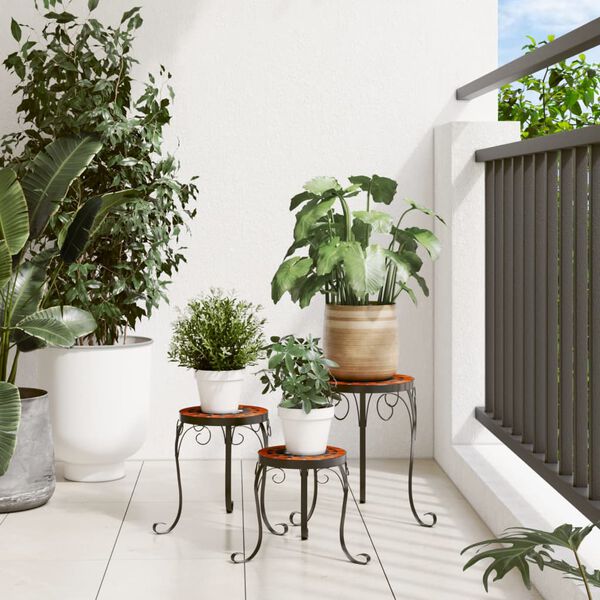 vidaXL Växtställ 3 st terrakotta och vit keramik