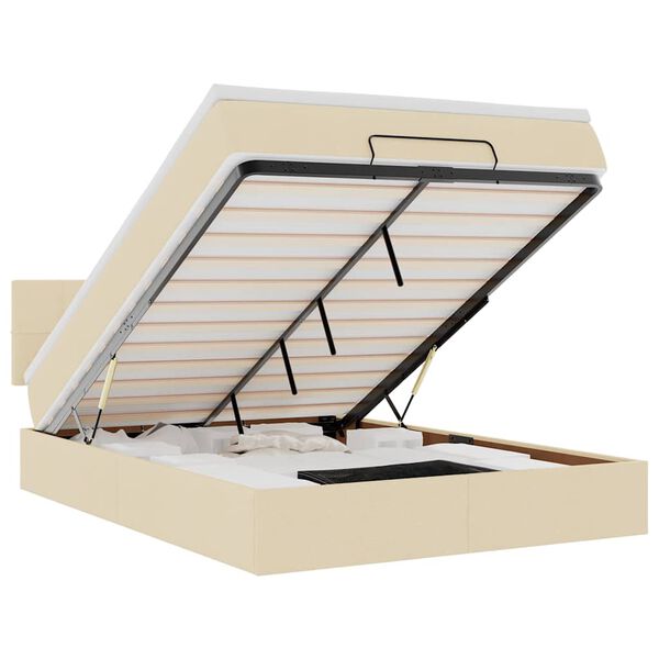 vidaXL Ottoman s&auml;ng med madrass gr&auml;ddvit 140x190 cm tyg