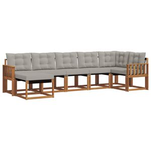 vidaXL Utomhussoffset med kudde 7 pcs Naturlig och Ljus Gr&aring;