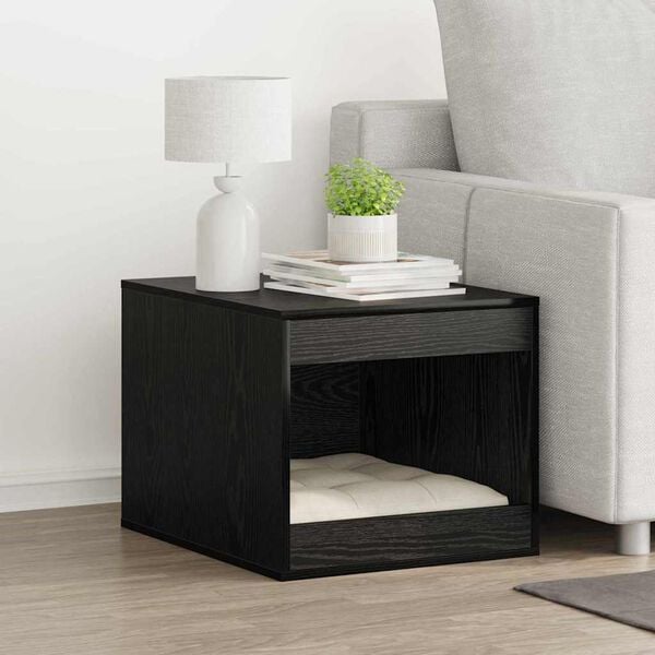 vidaXL Kattl&aring;da Inh&auml;gnad Svart Ek 47 x 59 x 42 cm Konstruerat tr&auml;