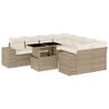vidaXL Soffgrupp f&ouml;r tr&auml;dg&aring;rden med dynor 9 delar beige konstrotting