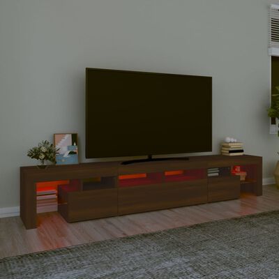 vidaXL Tv-bänk med LED-belysning brun ek 230x36,5x40 cm