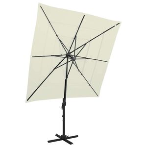 vidaXL Tr&auml;dg&aring;rdsparasoll med ventilation och st&aring;ng sand 250x250 cm