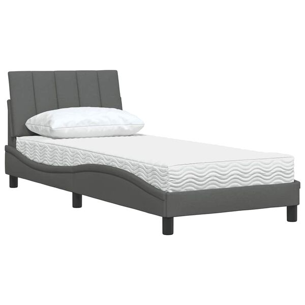 vidaXL Bed with Mattress "Hanko" Dark Grey 80x200 cm Fabric