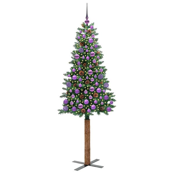 vidaXL Smal julgran med 300 LED-lampor Grön 180 cm PVC och solid furu