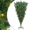 vidaXL Upp-och-ner konstgjord f&ouml;rbelyst julgran Gr&ouml;n 180 cm PVC
