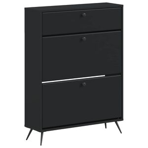vidaXL Skosk&aring;p BREDA 78 x 24 x 103 cm Konstruerat tr&auml; Svart