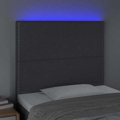 vidaXL Sänggavel LED mörkgrå 100x5x118/128 cm tyg