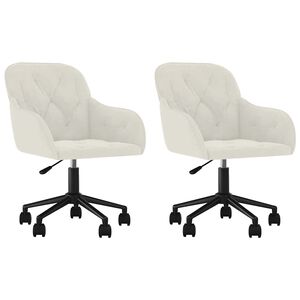 vidaXL Snurrbara matstolar 2 st gr&auml;ddvit sammet