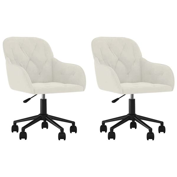 vidaXL Snurrbara matstolar 2 st gr&auml;ddvit sammet