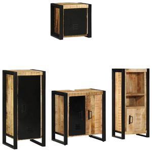 vidaXL Badrumsm&ouml;belset 4 st Brun och svart 40 x 35 x 90 cm