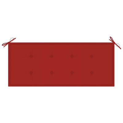 vidaXL Trädgårdsbänk med röd dyna 120 cm massiv teak