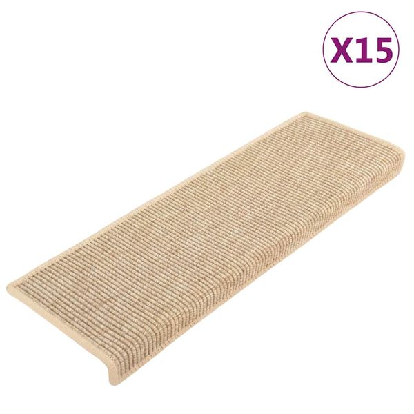 vidaXL Trappmattor 15 st 65x21x4 cm ljusbeige rektangul&auml;r kant