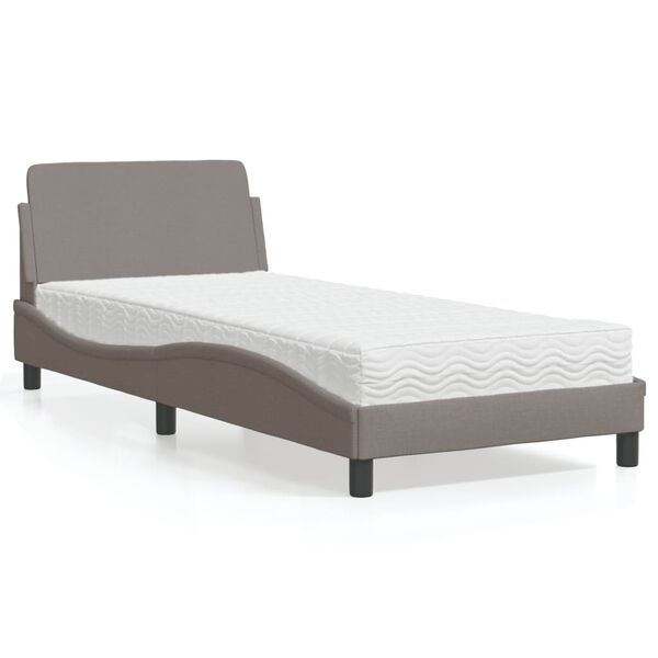 vidaXL Bed with Mattress "Dover" Taupe 90x200 cm Fabric
