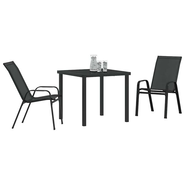 vidaXL Tr&auml;dg&aring;rdsm&ouml;belset 3 pcs Svart Pulverlackerad st&aring;l