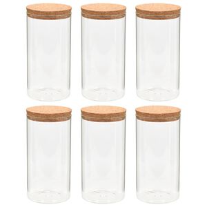 vidaXL F&ouml;rvaringsburkar i glas med korklock 6 st 1400 ml
