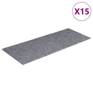 vidaXL Trappmattor sj&auml;lvh&auml;ftande 15 st 60x25 cm ljusgr&aring; rektangul&auml;ra