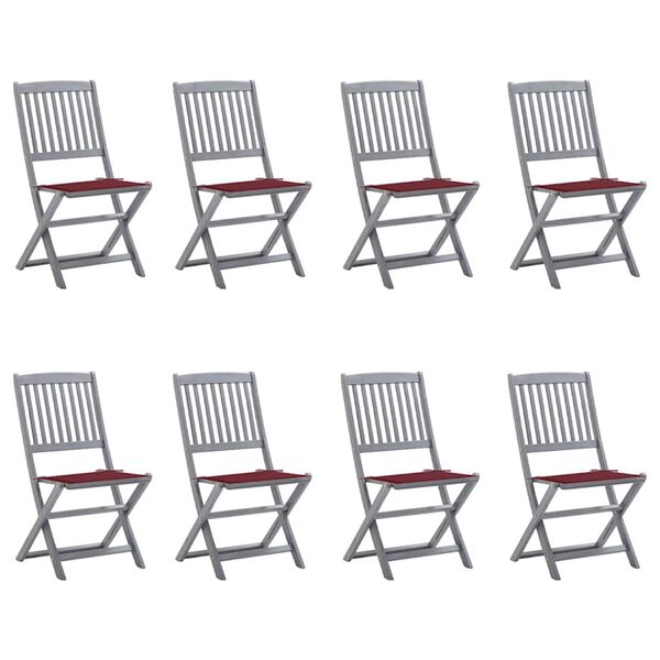 vidaXL Hopf&auml;llbara tr&auml;dg&aring;rdsstolar 8 st med dynor massivt akaciatr&auml;