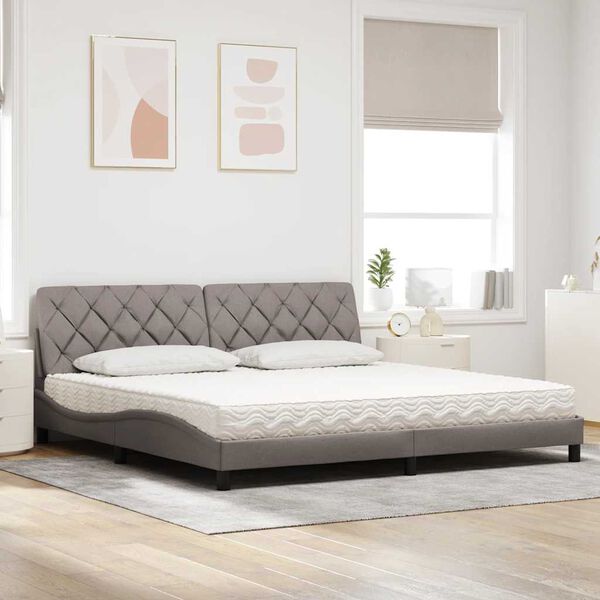 vidaXL Bed with Mattress Taupe 200x200 cm Fabric