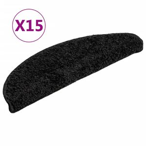 vidaXL Trappmattor 15 st 56x17x3 cm svarta halvrunda