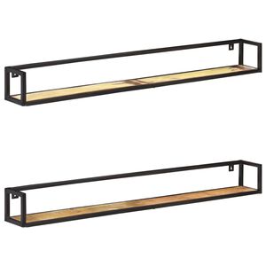 vidaXL V&auml;gghyllor 2 st 160 cm massivt &aring;tervunnet tr&auml;